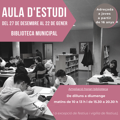 Aula d’estudi d’Hivern a la biblioteca Marcel Ayats