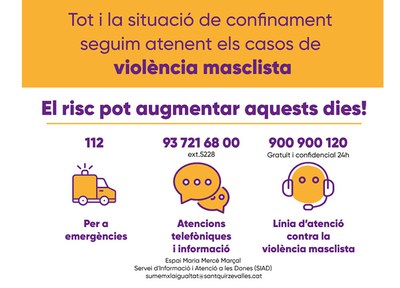 El servei d’atenció a les dones de l’Ajuntament continua en actiu aquests dies