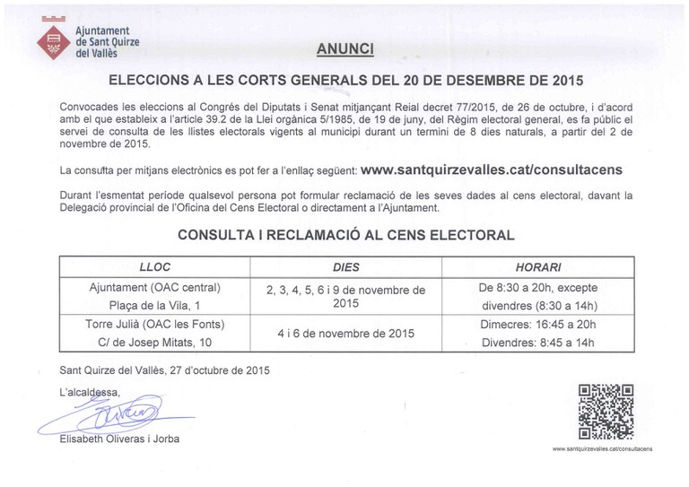 Anunci exposició al cens electoral