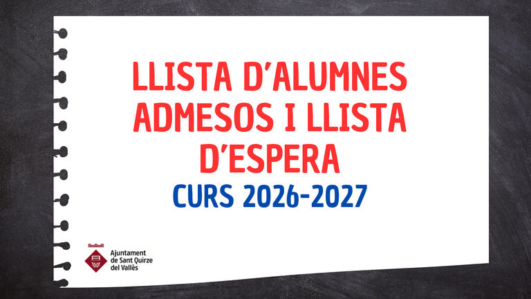 Publicació de la llista d'alumnes admesos i llista d'espera preinscripció curs 2026-2027