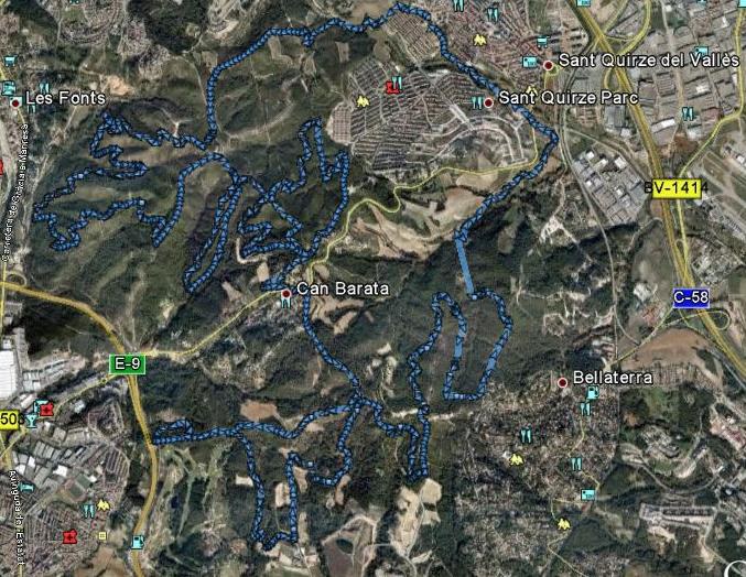 Mapa recorregut de la pedalada llarga mapa recorregut de la Pedalada del mussol llarga