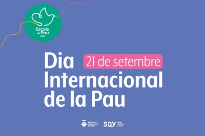 Logotip de l'escola de la pau amb el títol Dia Internacional de la Pau